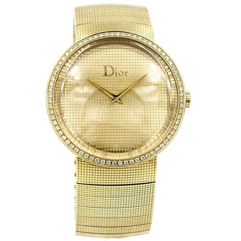 dior gold watch with diamonds|Dior diamond bezel watch.